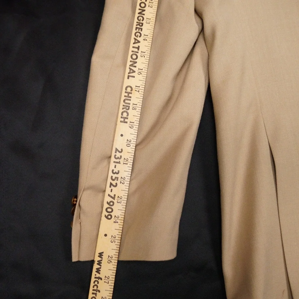 Alan Flusser Sport Coat Mens 48L Tan Solid Polyester Viscose